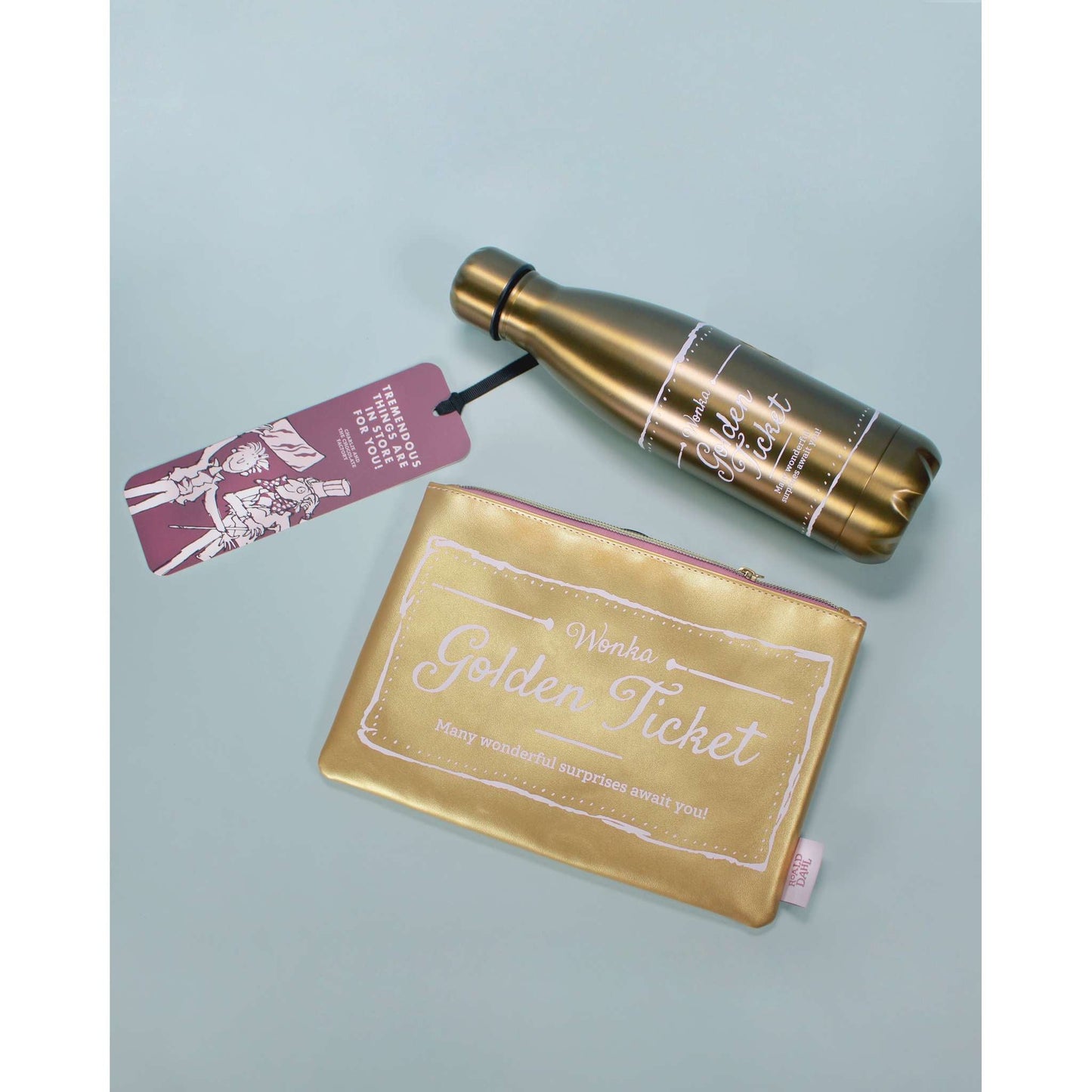 Roald Dahl (Charlie) PU Pouch Gold Tkt. – 16 cm x 24 cm