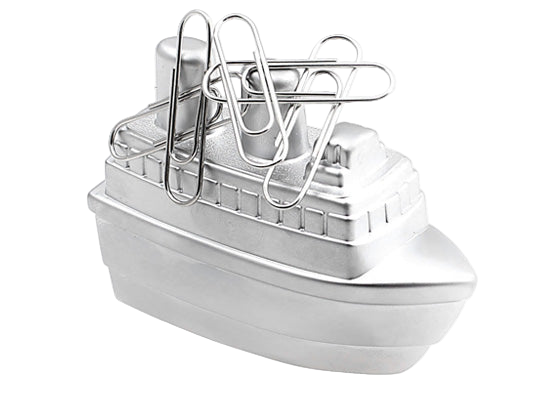Potloodslijper in de vorm van een boot en magneet voor paperclips