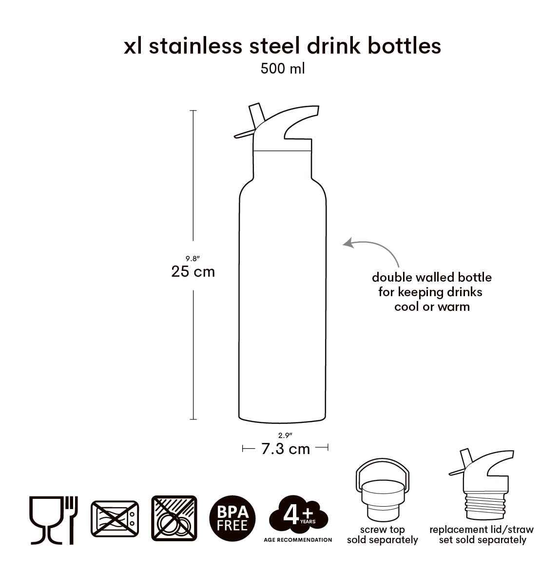 Gourde XL en inox - Princesses – vue 8 – A Little Lovely Company