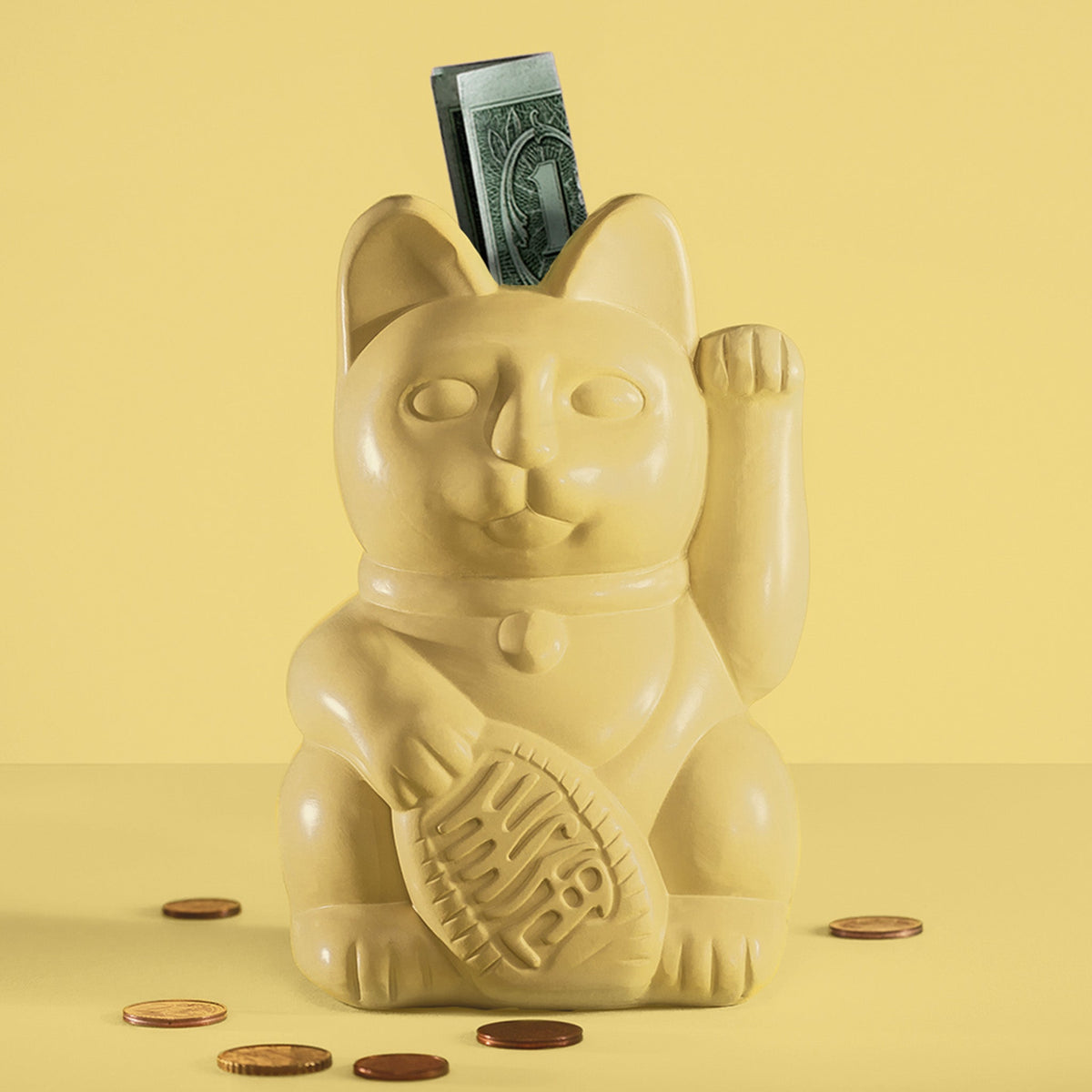 Yellow Lucky Cat Piggy Bank