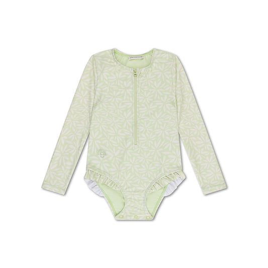 UV Swimsuit Girls With Sleeves - Green - Matcha