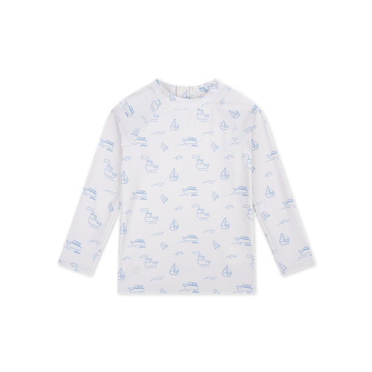 UV Swimming T-Shirt Long Sleeves - Beige/Blue - Seas The Day