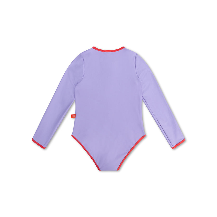 UV Swimsuit Girls With Sleeves - Purple - Pure Tones