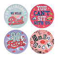 Set of 4 Mean Girls printed metal coasters