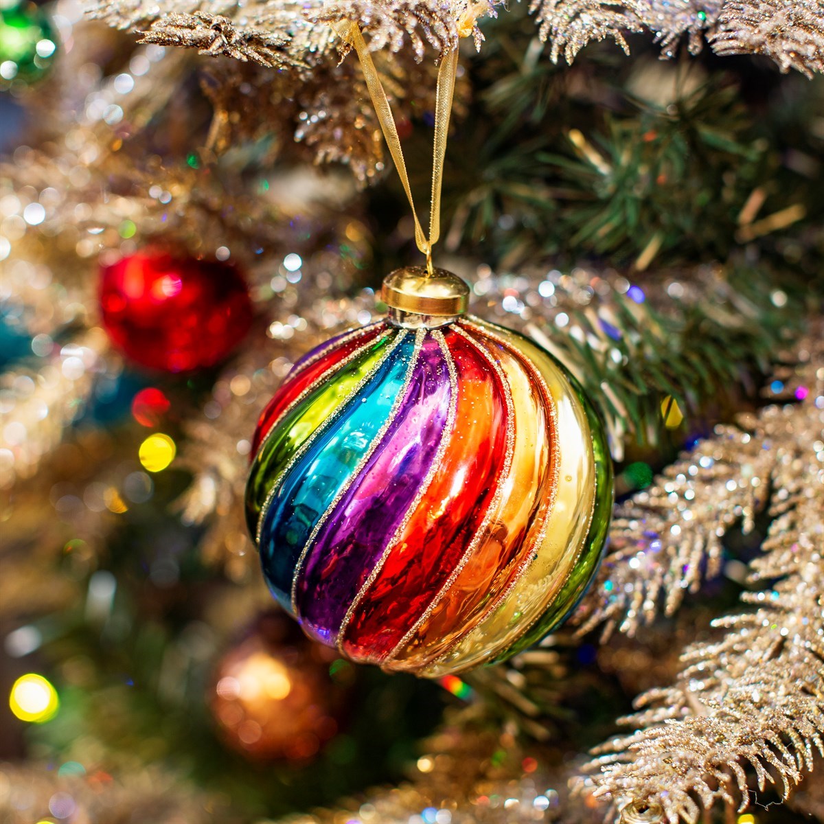 Boule de Noël Spirale Arc-en-ciel