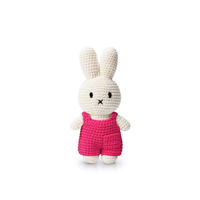 Peluche en Crochet Lapin Miffy - Salopette Classique - Framboise
