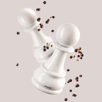 Moulin à épices «Chess» Pion en hêtre laqué blanc brillant