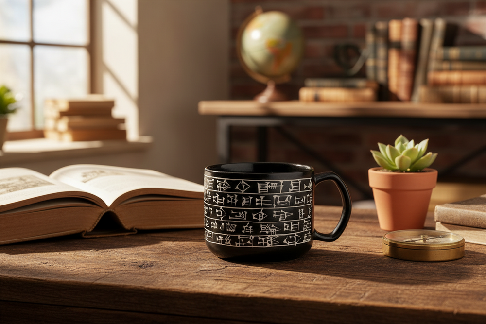 Mug Cunéiforme Gravé à la Main – 443 ml