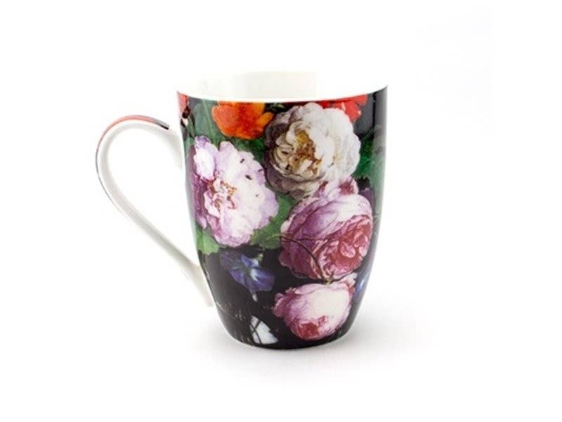 Boxed cup, De Heem, floral still life