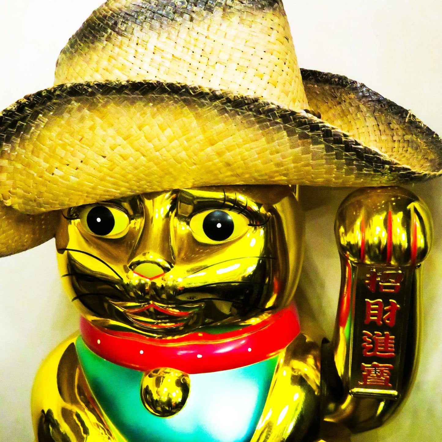 Maneki-neko gelukskat, golvende kat, 40 cm, goud