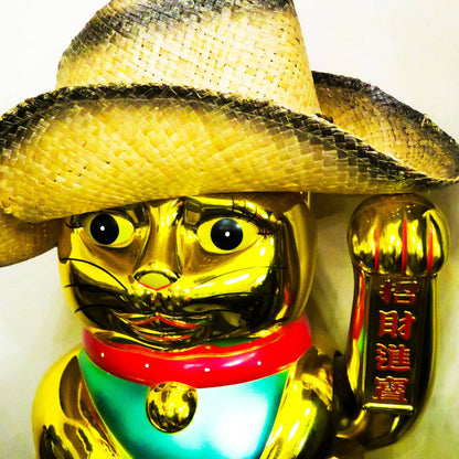 Maneki-neko gelukskat, golvende kat, 40 cm, goud