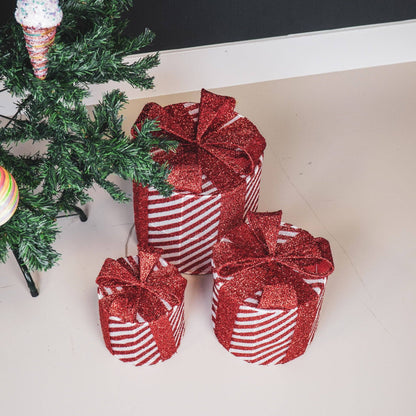 Cadeau de Noël à LED - S3 - Polystyrène - Rouge/Blanc-15/20/25cm