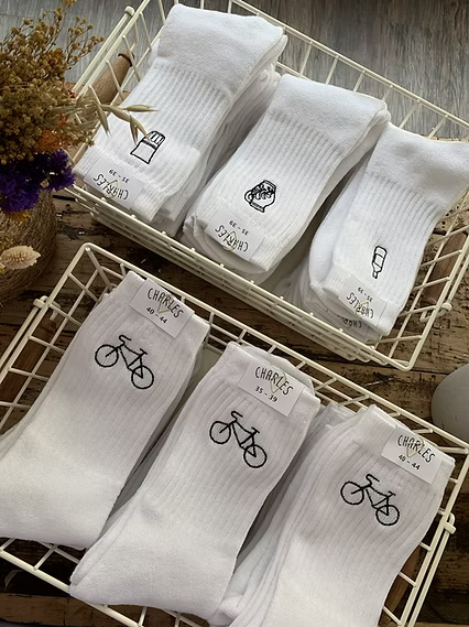 Chaussettes de sport brodées - Platine vinyle