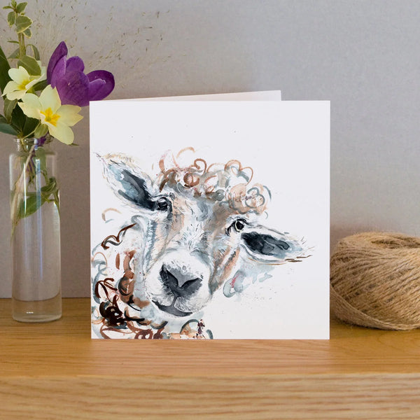 Wenskaart met aquarel schaap