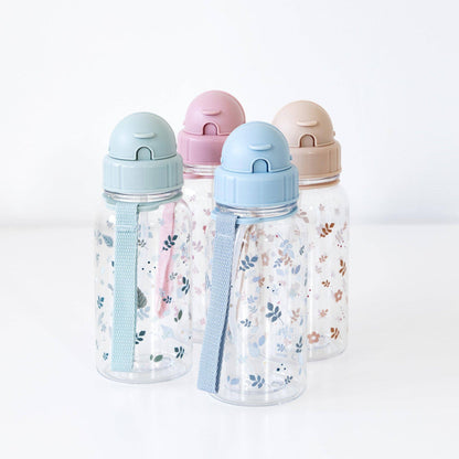 Bouteille Plastique Feuilles et Fleurs Roses