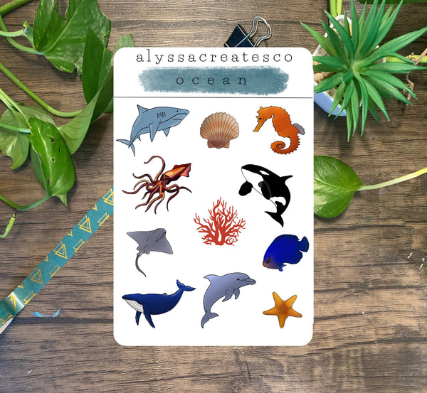 Stickervel met zeedieren