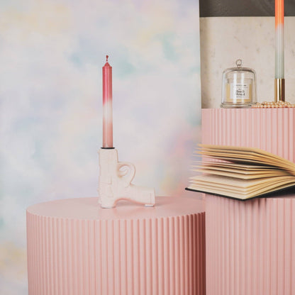 Candlestick - Pistol - Ceramic - White - 12x5x12cm