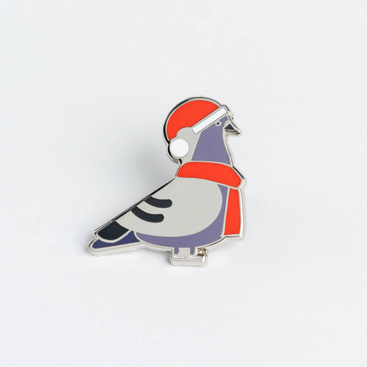 Christmas Pigeon Enamel Pin - Santa's scarf in the shape of a winter pigeon