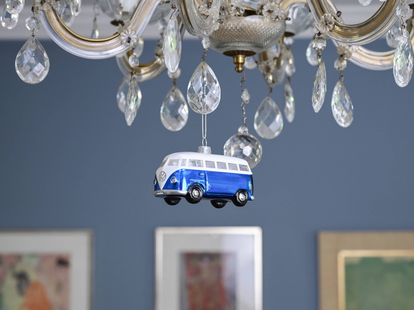 VW T1 Bus Christmas Decoration Blue &amp; White