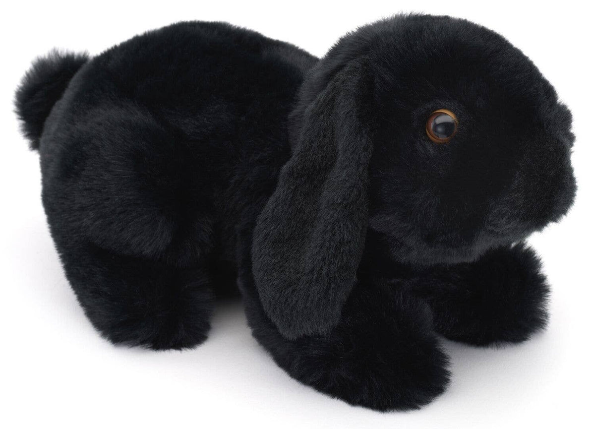 Peluche lapin bélier noir couché