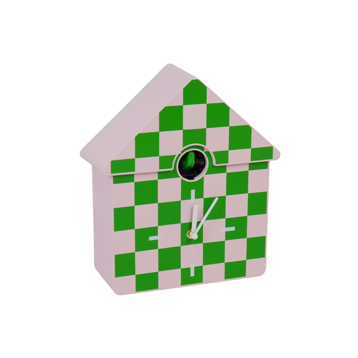 Klok - Koekoekswandklok - Patroon - Groen/Roze - 24x27x9cm