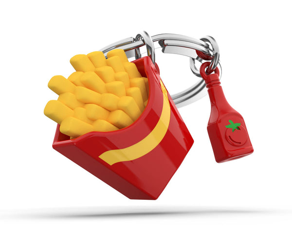 Sleutelhanger in de vorm van een frietpunt