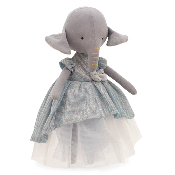 Pluche knuffelolifant Ali: Lichtblauwe jurk, 29 cm, geschikt vanaf 0 maanden