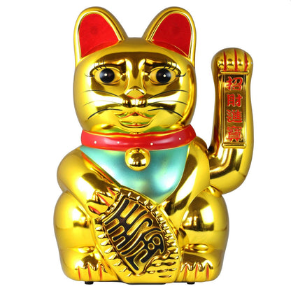 Maneki-neko gelukskat, golvende kat, 40 cm, goud