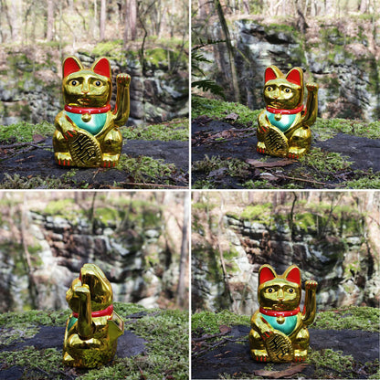 Golden solar lucky cat 10.5 cm