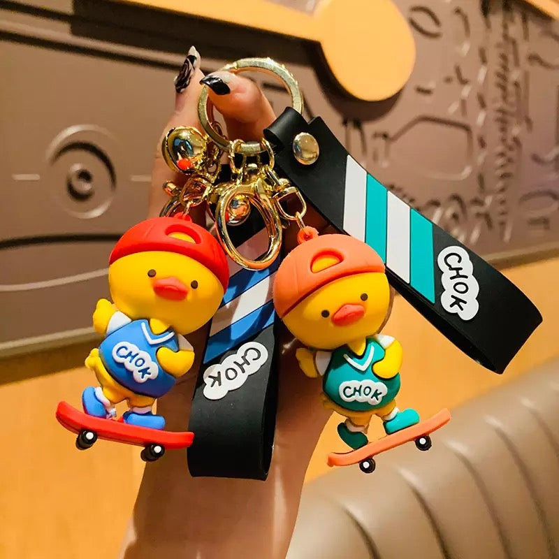 Porte Clés Canard Skateur Orange