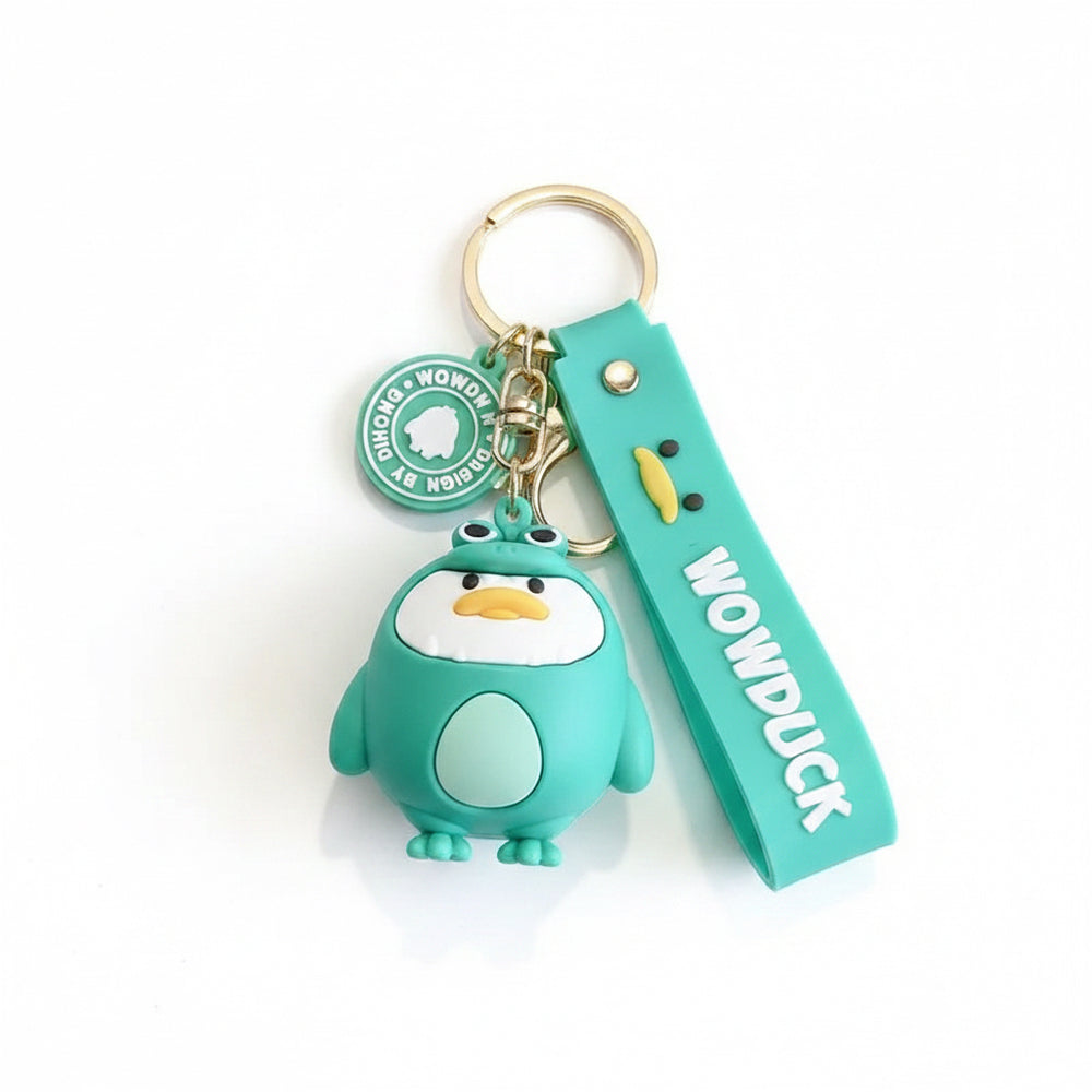 Porte-clés Canard dinosaure vert – résine et PVC