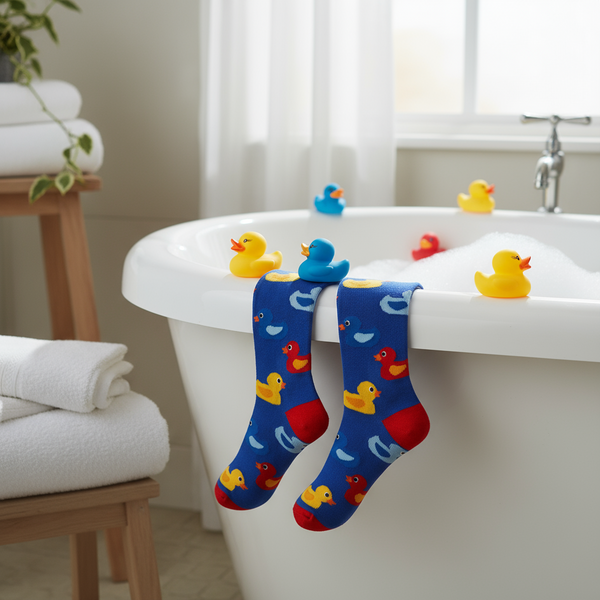 Socken in Entenfarben