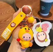 Porte Clés Singe Canard Cœur