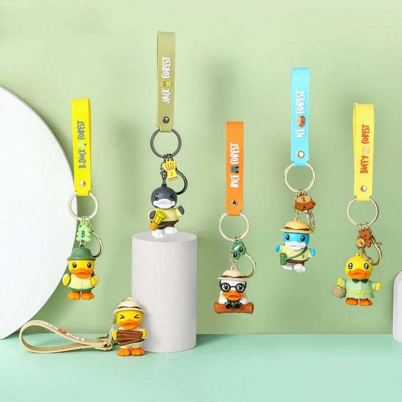 White Duck Keychain - Forest Edition
