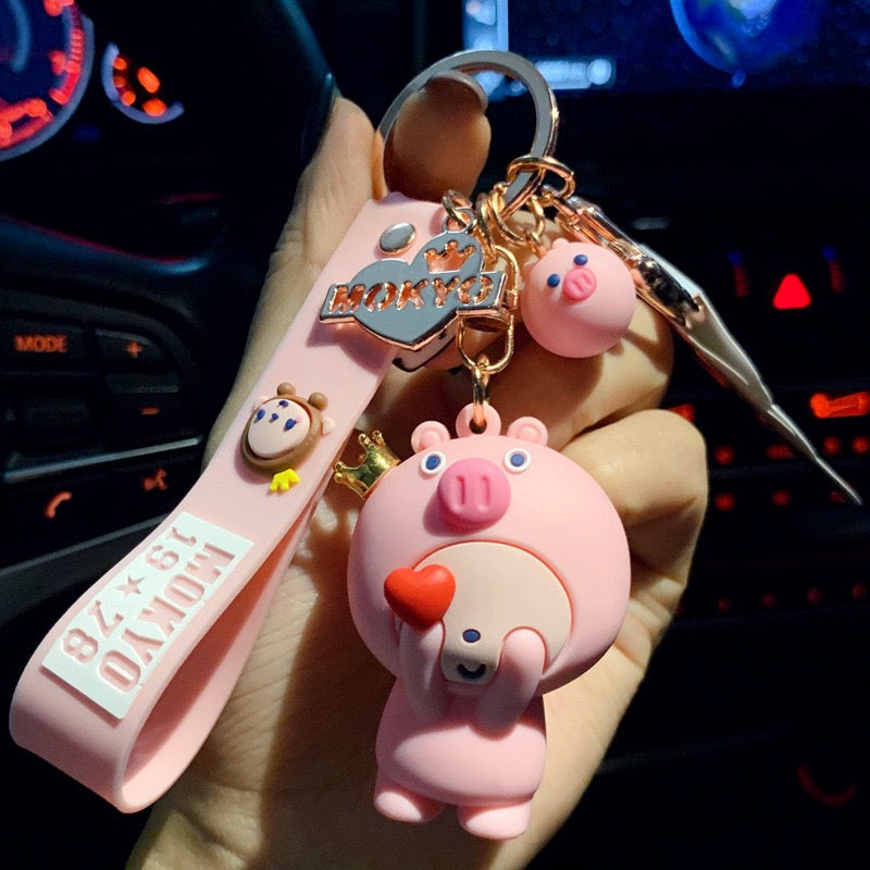 Porte Clés Singe Cochon Cœur