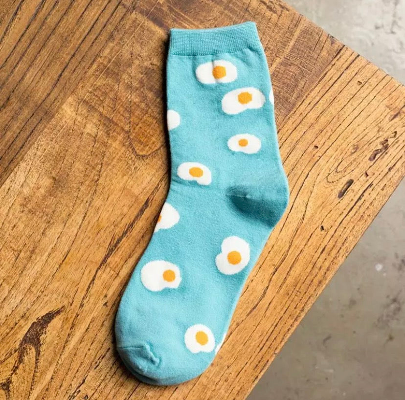 Chaussettes Bleues œuf au plat