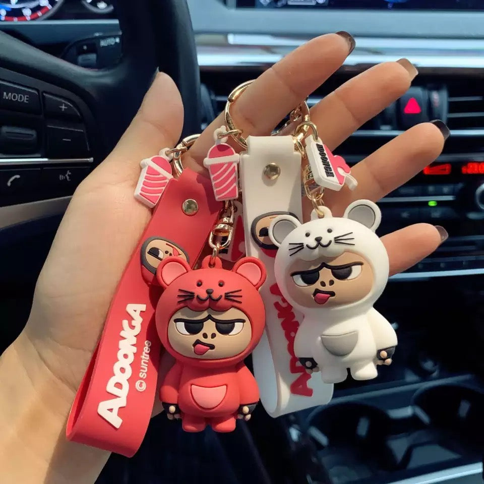 Porte clés Singe Souris Blanche