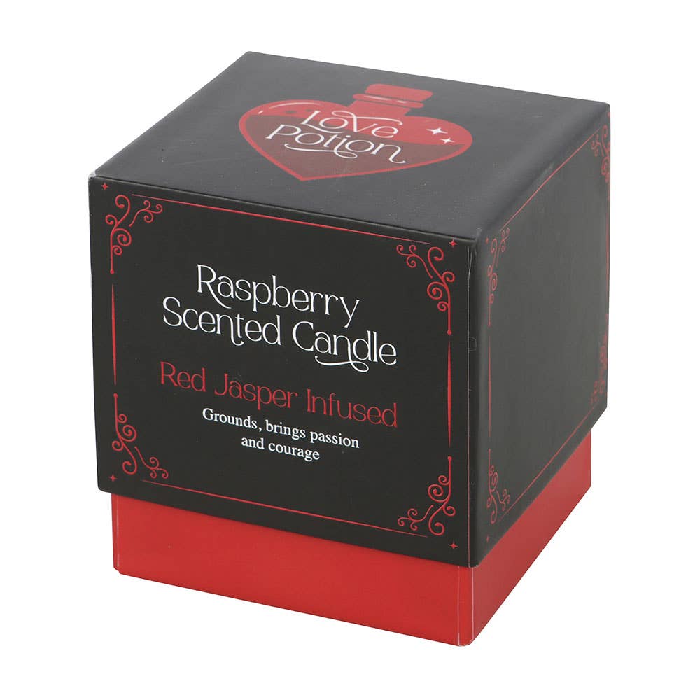 Bougie en cristaux Rouge Jaspe parfum framboise « Love Potion » pour la Saint-Valentin