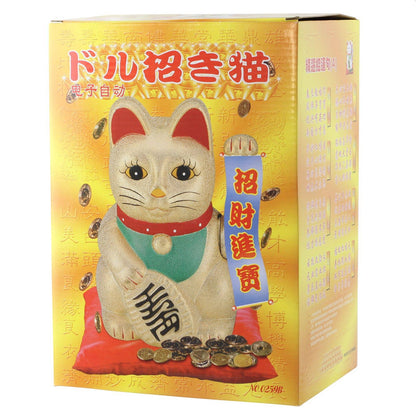 Maneki-neko gelukskat, golvende kat, 25 cm, wit