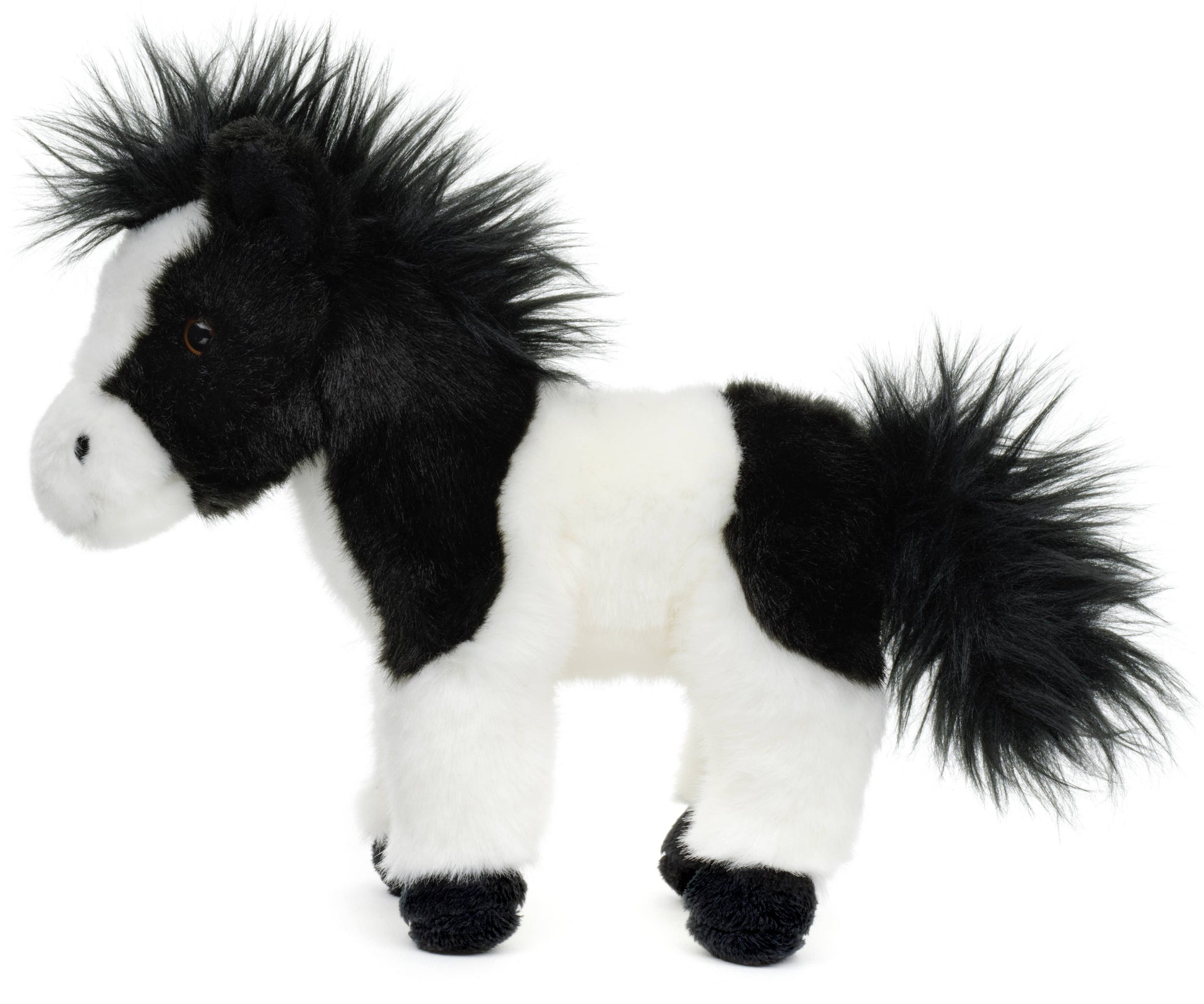 Peluche cheval noir et blanc debout Uni Toys