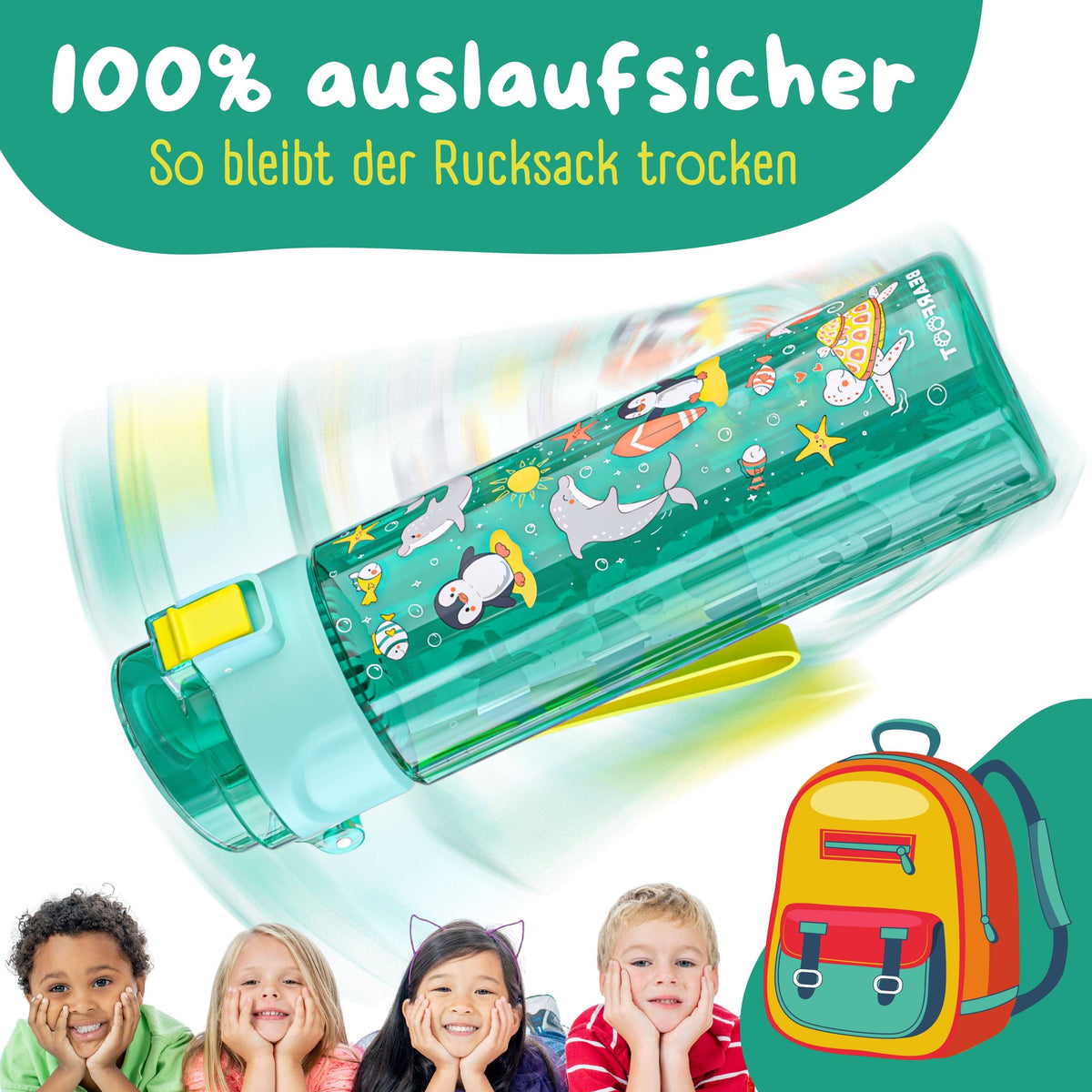 Trinkflasche Kinder, 500ml, leicht - Ozean-mint