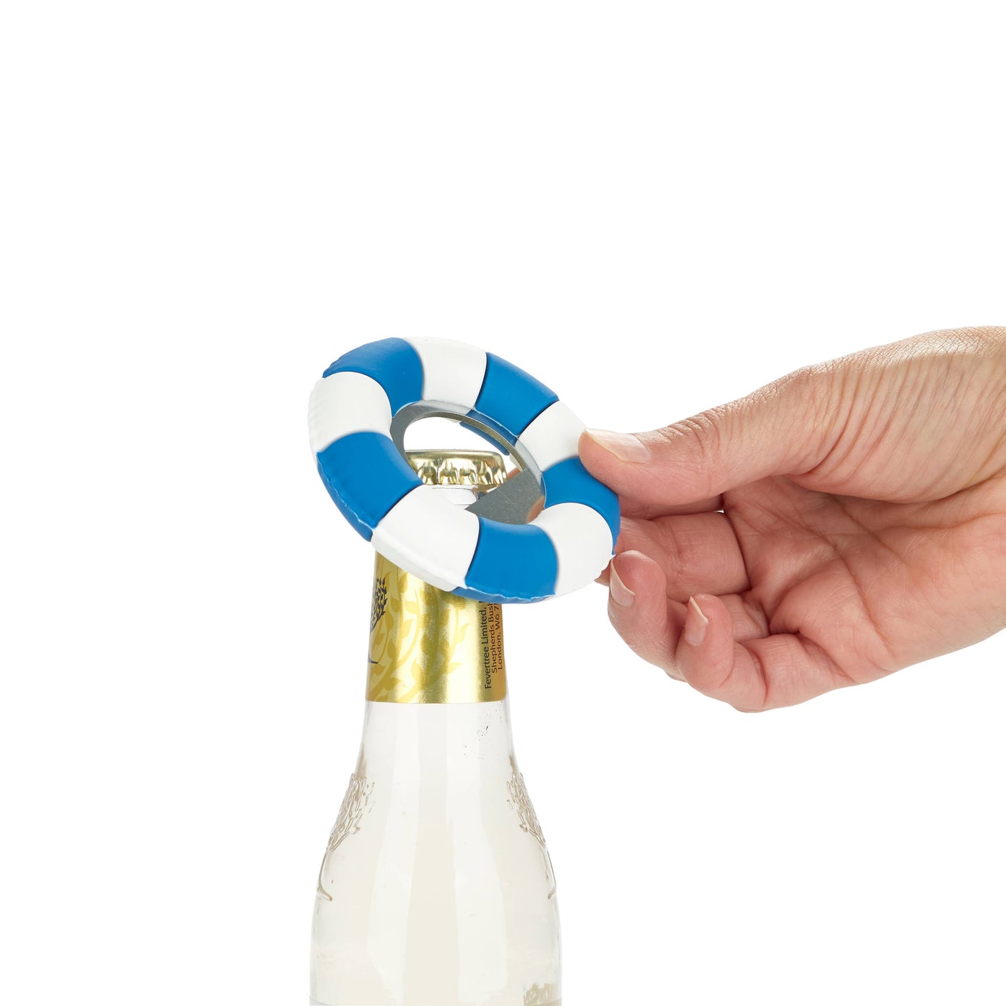 Bottle opener, floats, blue, plastic/metal