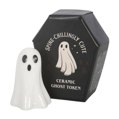 Ensemble de 24 fantômes de poche en céramique pour Halloween dans un présentoir
