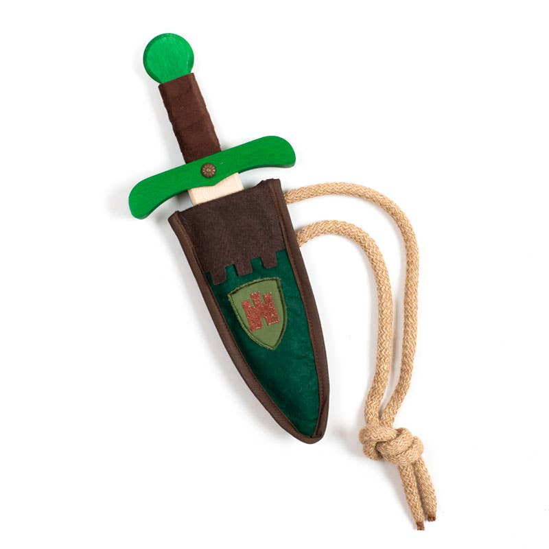 POIGNARD KAMELOT + POCHETTE MARRON/VERTE - KALID MEDIEVAL