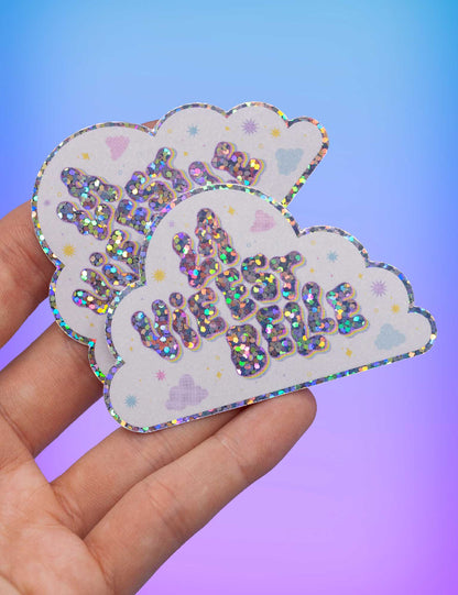 Lettrage – nuage la vie est belle Autocollant à paillettes | Joanna Behar – vue 2