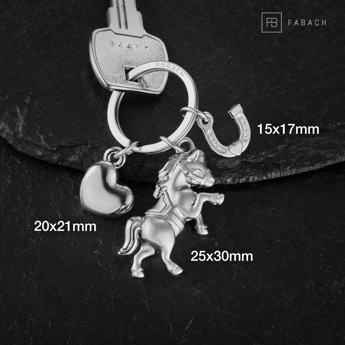 Horse Keychain with Heart and Horseshoe "Pony"