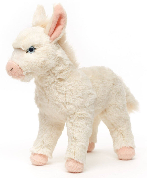 Witte barokke ezel, staand - 30 cm (hoogte) - knuffel/pluche