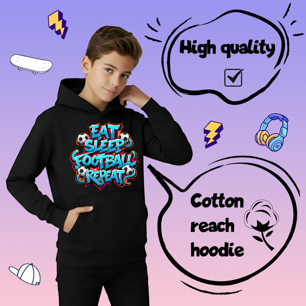 Sweat à capuche gymnastique – Fringoo gaming noir for Boys Cotton Rich Soft Hooded – EatFootball noir