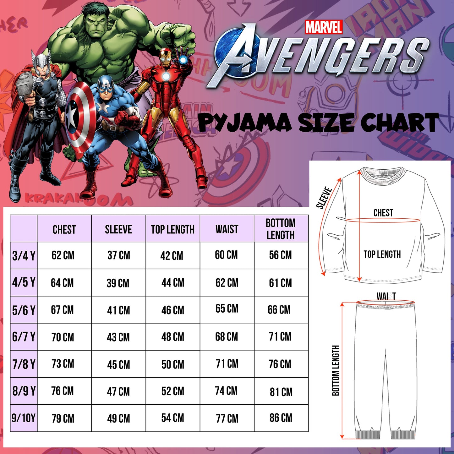 MARVEL Kids Pyjamas - Black