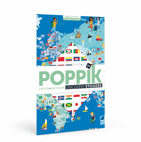 Vlaggen - Stickerposter - Ontdekking geïnspireerd op Montessori